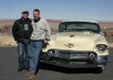 Friends Joel Hoppe and Steve Meissner,  of Berlin, shown earlier this month, drove along the south rim of the Grand Canyon in this 1956 butter yellow Cadillac that Meissner bought online. Meissner could have had it shipped from the United States to his home in Germany, but he and Hoppe decided to take advantage of the weak U.S. dollar and "cheap" gas prices and make a road trip of it. 